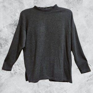 New York Style Women's Long Sleeve Knit Charcoal Sweater - M